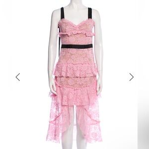 For Love And Lemons Pink Lace Ruffle Dress